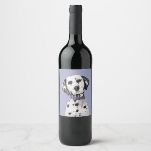 Dalmatische schilderijen - Kute Original Dog Art Wijn Etiket