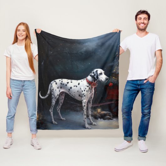 Dalmatische Sneeuw Slede Kerst Decoratie Fleece Deken (In situ)