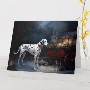 Dalmatische Sneeuw Slede Kerst Decoratie Kaart