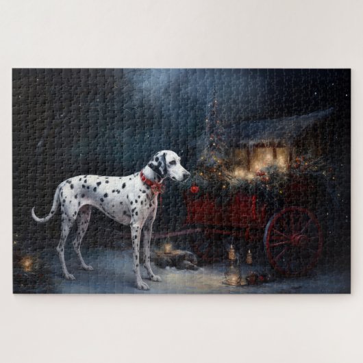 Dalmatische Sneeuw slee Kerst Decoratie Legpuzzel (Horizontaal)
