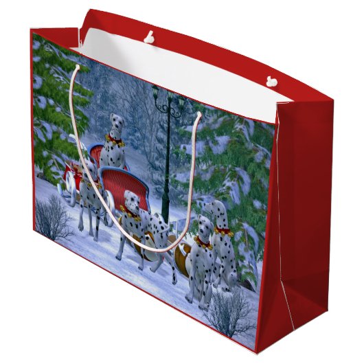  Dalmatische Sneeuwkerst Groot Cadeauzakje (Achterkant Gekanteld)