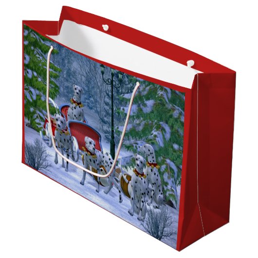  Dalmatische Sneeuwkerst Groot Cadeauzakje (Voorkant Gekanteld)