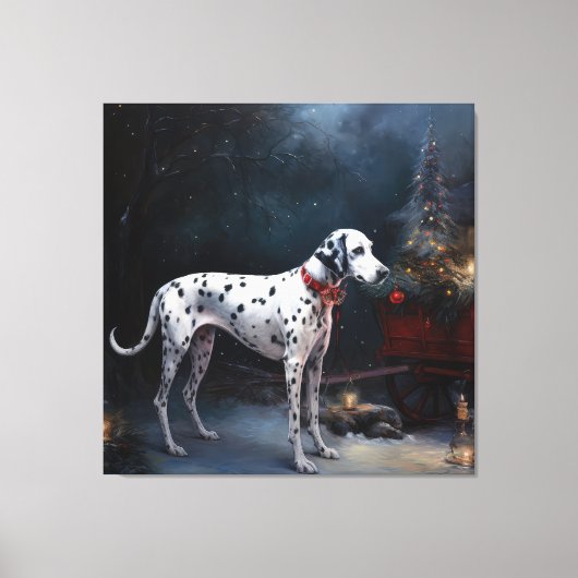 Dalmatische Sneeuwslee Kerstdecoratie Canvas Afdruk (Voorkant)