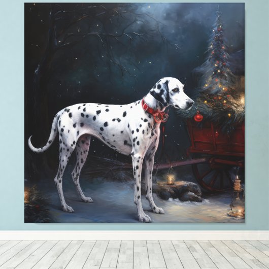 Dalmatische Sneeuwslee Kerstdecoratie Canvas Afdruk (Insitu (Houten vloer))