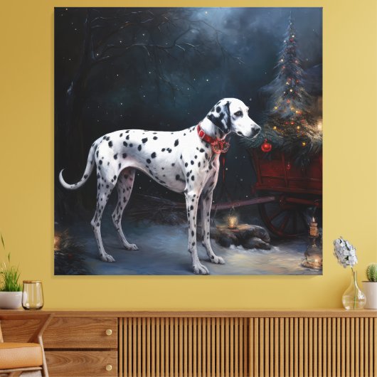 Dalmatische Sneeuwslee Kerstdecoratie Canvas Afdruk (Insitu (Woonkamer))