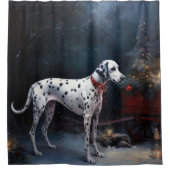 Dalmatische Sneeuwslee Kerstdecoratie Douchegordijn (Voorkant)