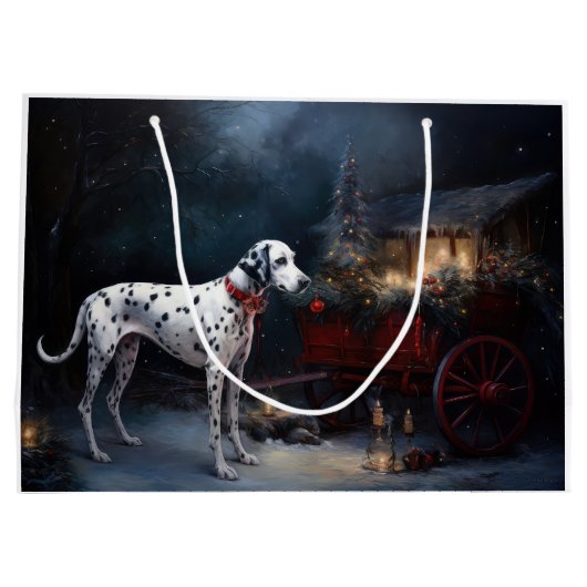 Dalmatische Sneeuwslee Kerstdecoratie Groot Cadeauzakje (Achterkant)