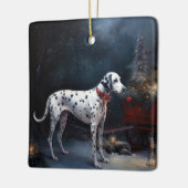Dalmatische Sneeuwslee Kerstdecoratie Keramisch Ornament (Links)