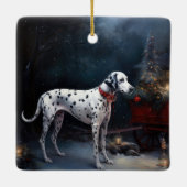 Dalmatische Sneeuwslee Kerstdecoratie Keramisch Ornament (Achterkant)