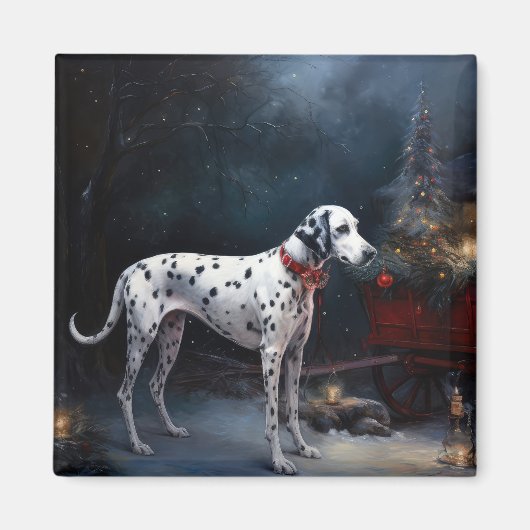Dalmatische Sneeuwslee Kerstdecoratie Magneet (Voorkant)
