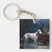 Dalmatische Sneeuwslee Kerstdecoratie Sleutelhanger (Voorkant)