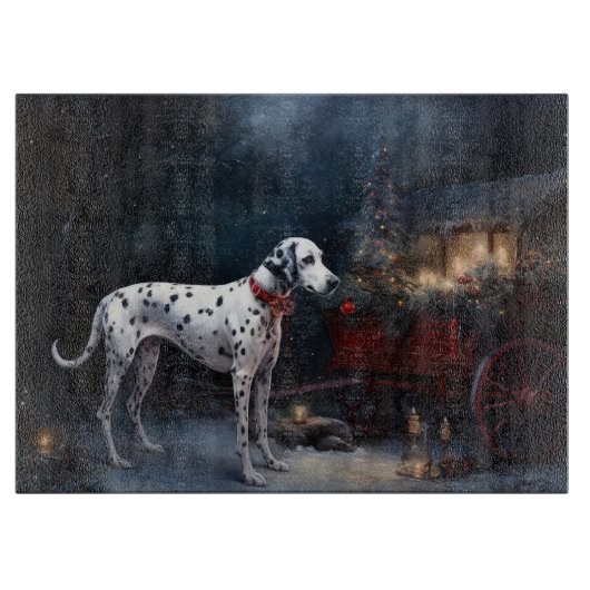 Dalmatische Sneeuwslee Kerstdecoratie Snijplank (Voorkant)