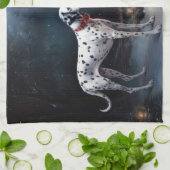 Dalmatische Sneeuwslee Kerstdecoratie Theedoek (Gevouwen)