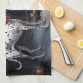 Dalmatische Sneeuwslee Kerstdecoratie Theedoek (Quarter Fold)