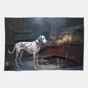 Dalmatische Sneeuwslee Kerstdecoratie Theedoek