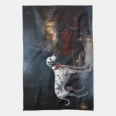 Dalmatische Sneeuwslee Kerstdecoratie Theedoek (Verticaal)