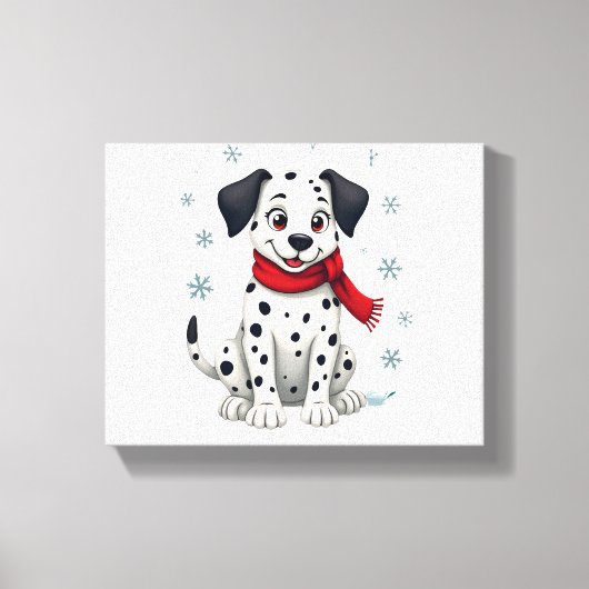 Dalmatische Snowy Fun hond Canvas Afdruk (Voorkant)