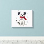 Dalmatische Snowy Fun hond Canvas Afdruk (Insitu (Houten vloer))