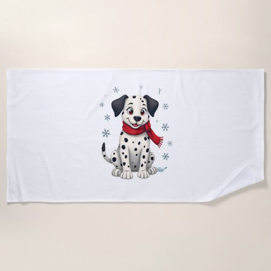 Dalmatische Snowy Fun hond Strandlaken (Voorkant)