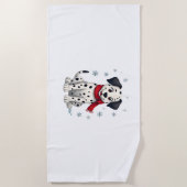 Dalmatische Snowy Fun hond Strandlaken (Voorkant)