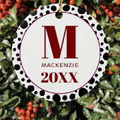 Dalmatische Spot Monogram Naam Jaar Rood en Wit Keramisch Ornament