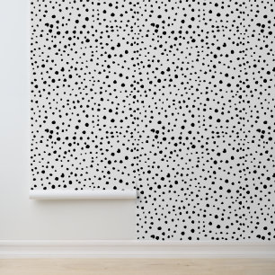 Dalmatische Spots, Dalmatische Stippen, zwart en w Behang