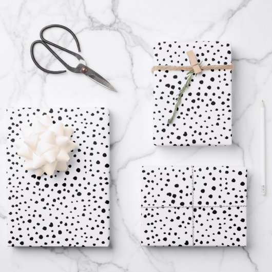 Dalmatische Spots, Dalmatische Stippen, zwart en w Inpakpapier Vel (Voorkant)