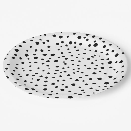 Dalmatische Spots, Dalmatische Stippen, zwart en w Papieren Bordje (Gekanteld)