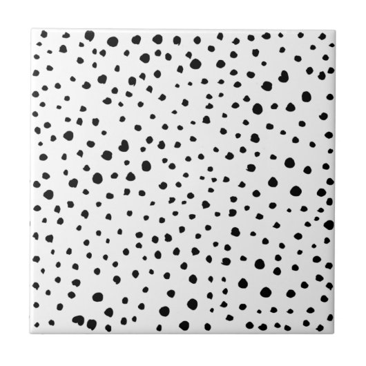 Dalmatische Spots, Dalmatische Stippen, zwart en w Tegeltje (Voorkant)