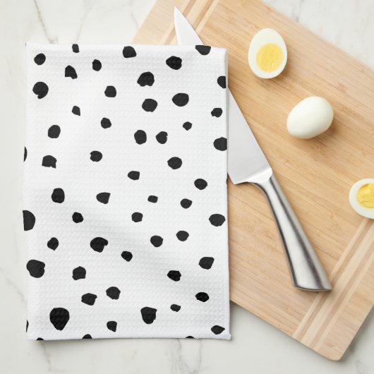 Dalmatische Spots, Dalmatische Stippen, zwart en w Theedoek (Quarter Fold)
