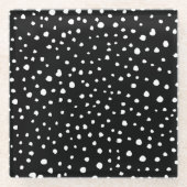 Dalmatische Stippen, Dalmatische spots, zwart-wit Glazen Onderzetter (Voorkant)