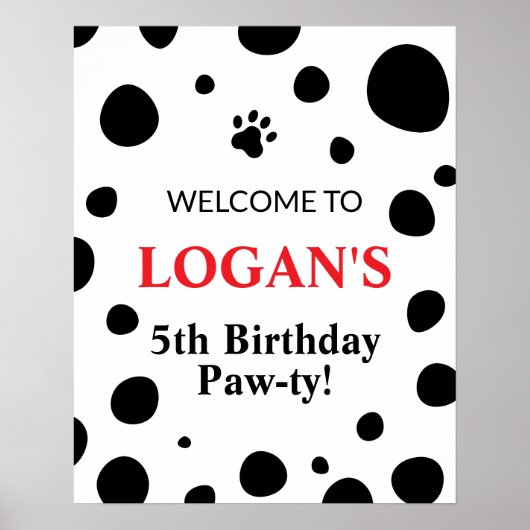 Dalmatische Stippen Verjaardag Welkom Bord Poster (Voorkant)
