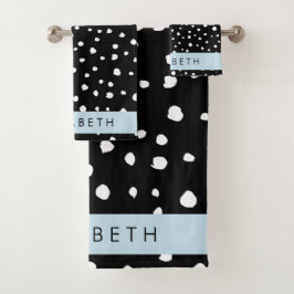 Dalmatische Stippen, Vlekken, Zwart-wit, Jouw naam Bad Handdoek
