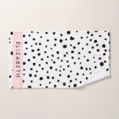 Dalmatische Stippen, Vlekken, Zwart-wit, Jouw naam Bad Handdoek (Handdoek)