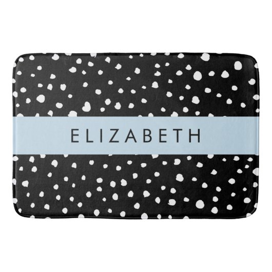 Dalmatische Stippen, Vlekken, Zwart-wit, Jouw naam Badmat (Voorkant)