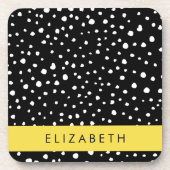 Dalmatische Stippen, Vlekken, Zwart-wit, Jouw naam Bier Onderzetter (Voorkant)