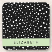 Dalmatische Stippen, Vlekken, Zwart-wit, Jouw naam Bier Onderzetter (Voorkant)