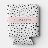 Dalmatische Stippen, Vlekken, Zwart-wit, Jouw naam Blikjeskoeler (Achterkant)