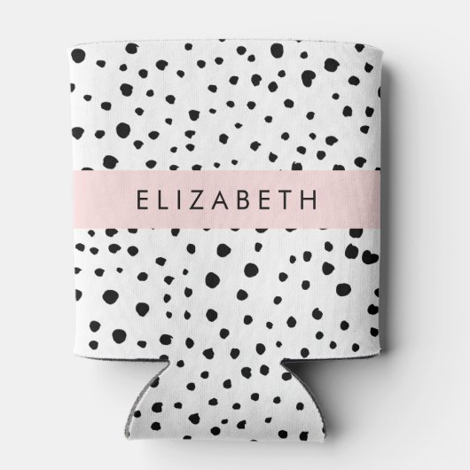 Dalmatische Stippen, Vlekken, Zwart-wit, Jouw naam Blikjeskoeler (Achterkant)