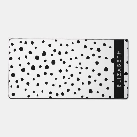 Dalmatische Stippen, Vlekken, Zwart-wit, Jouw naam Bureaumat (Voorkant)