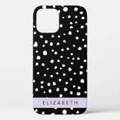 Dalmatische Stippen, Vlekken, Zwart-wit, Jouw naam Case-Mate iPhone Case (Achterkant)