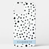 Dalmatische Stippen, Vlekken, Zwart-wit, Jouw naam Case-Mate iPhone Case (Achterkant)