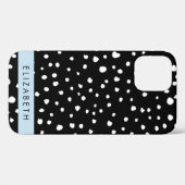 Dalmatische Stippen, Vlekken, Zwart-wit, Jouw naam Case-Mate iPhone Case (Achterkant (horizontaal))