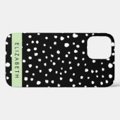 Dalmatische Stippen, Vlekken, Zwart-wit, Jouw naam Case-Mate iPhone Case (Achterkant (horizontaal))