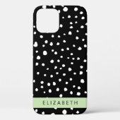 Dalmatische Stippen, Vlekken, Zwart-wit, Jouw naam Case-Mate iPhone Case (Achterkant)