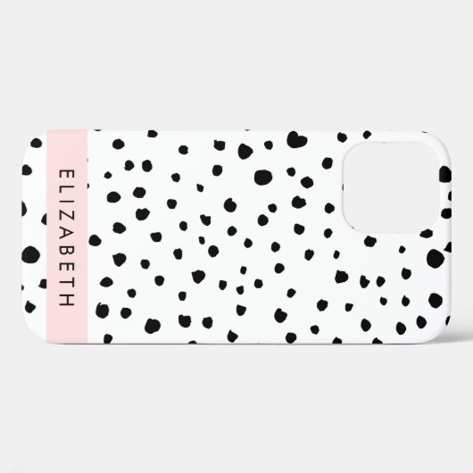 Dalmatische Stippen, Vlekken, Zwart-wit, Jouw naam Case-Mate iPhone Case (Achterkant (horizontaal))