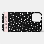 Dalmatische Stippen, Vlekken, Zwart-wit, Jouw naam Case-Mate iPhone Case (Achterkant (horizontaal))