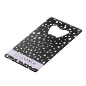 Dalmatische Stippen, Vlekken, Zwart-wit, Jouw naam Creditkaart Flessenopener (Voorkant Gekanteld)