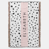 Dalmatische Stippen, Vlekken, Zwart-wit, Jouw naam Deken (Voorkant Verticaal)