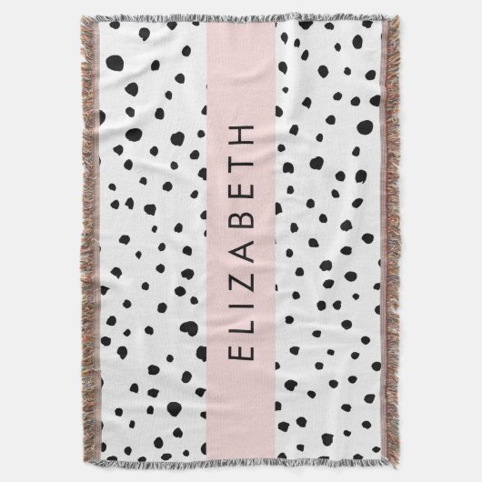Dalmatische Stippen, Vlekken, Zwart-wit, Jouw naam Deken (Voorkant Verticaal)